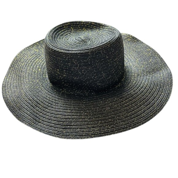 Chi by Carlos Falchi, black floppy wide brim hat - Picture 1 of 12